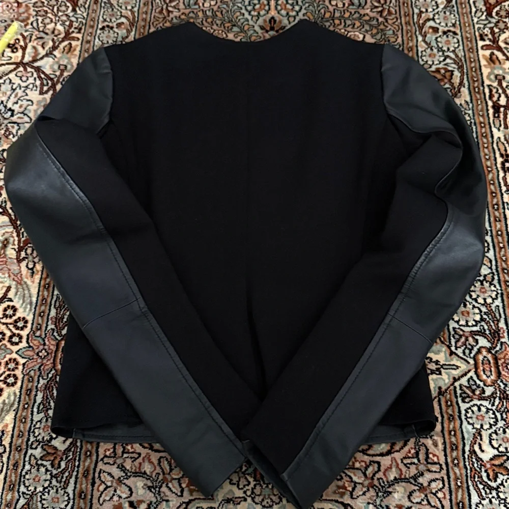 Michael Kors Black Leather Zip-Front Jacket - Picture 10 of 10